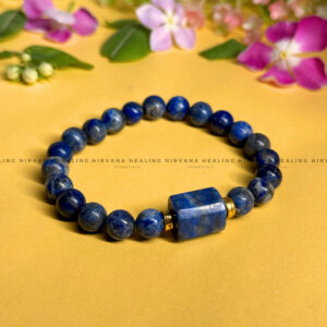LAPIS LAZULI WITH TUMBLE BRACELET
(Communication, Truth, Ease Of Expression And Wisdom)