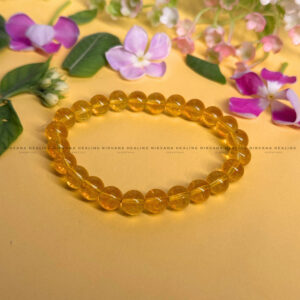 CITRINE YELLOW ROUND BEADED BRACELET (Abundance, Creativity, Success And Confidence). 
