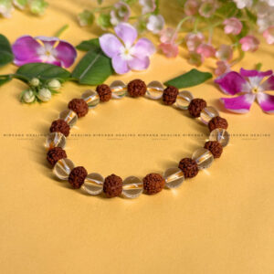 RUDRAKSH-SPHATIK ROUND BEADED BRACELET (Balance, Purity, Divine Protection)