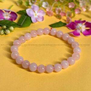 ROSE QUARTZ ROUND BEADED BRACELET (Love, Romance, Relationship, Emotion And Balance)