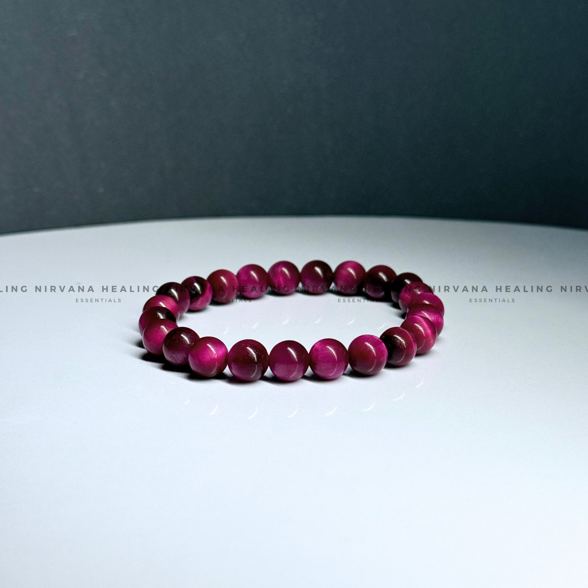 PINK CATS EYE ROUND BEADED BRACELET (Love, Emotional Healing And Protection) - Image 2