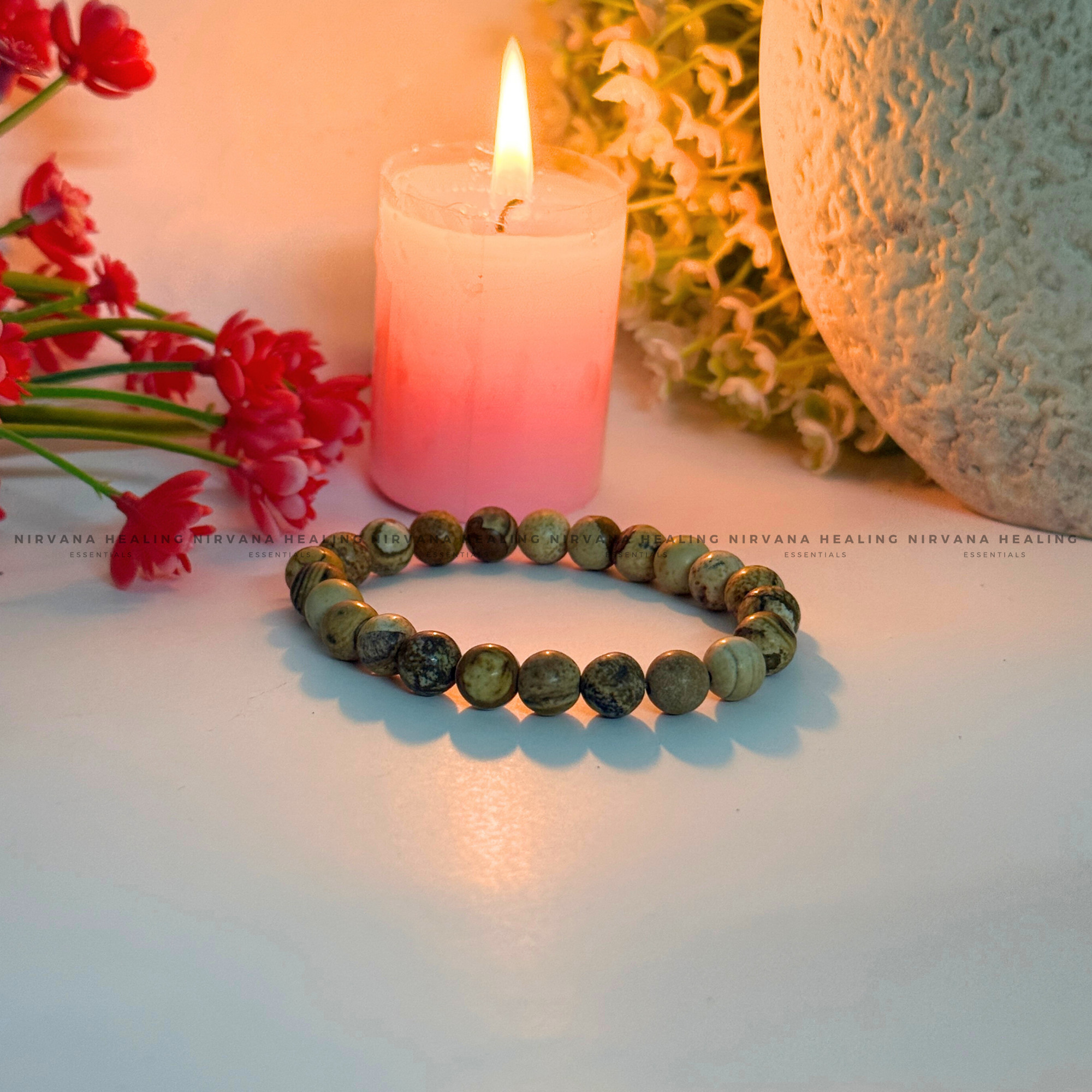 SUN NATURAL ROUND BEADED BRACELET (Creativity, Initiative, Grounding And Strength) - Image 4
