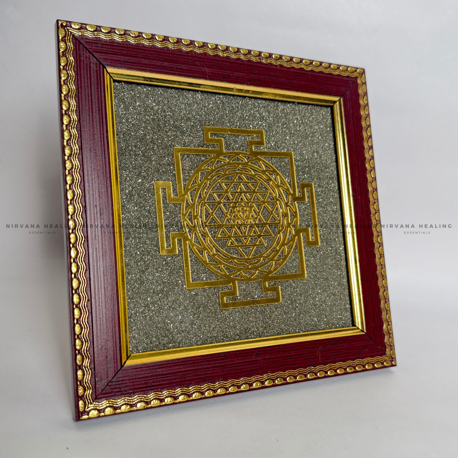SHREE YANTRA ON RAW PYRITE FRAME (Wealth, Power & Manifestation) - Image 2
