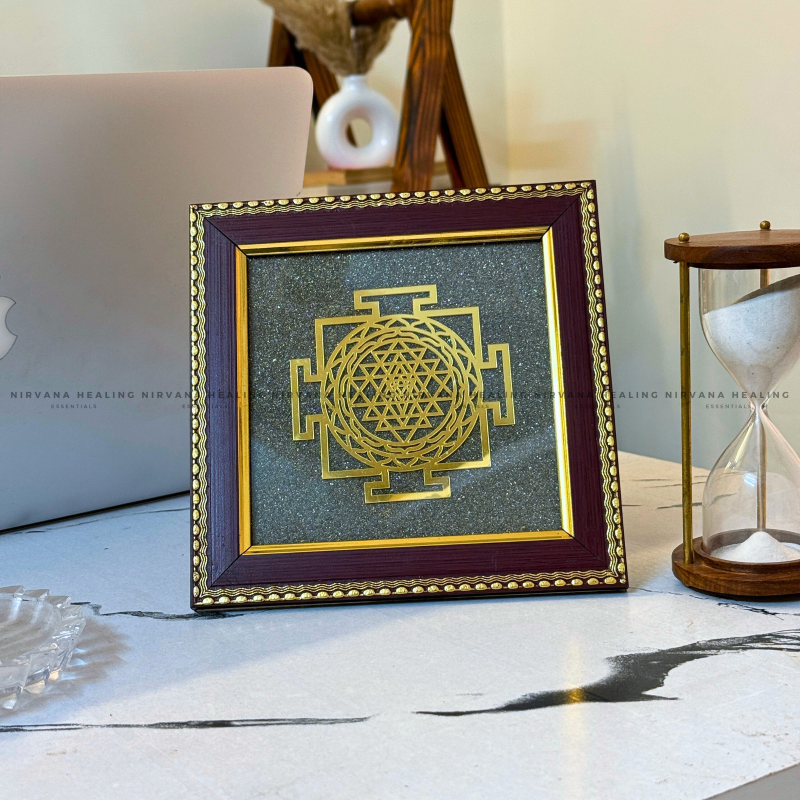 SHREE YANTRA ON RAW PYRITE FRAME (Wealth, Power & Manifestation) - Image 6