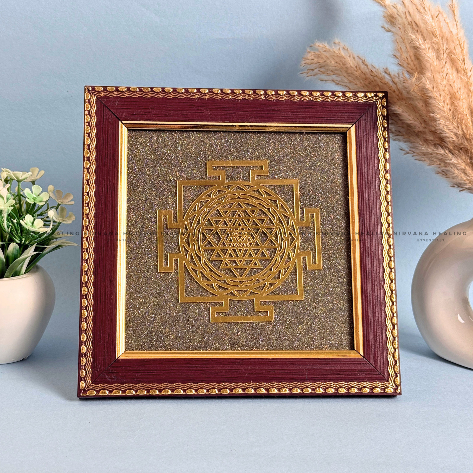 SHREE YANTRA ON RAW PYRITE FRAME (Wealth, Power & Manifestation) - Image 3