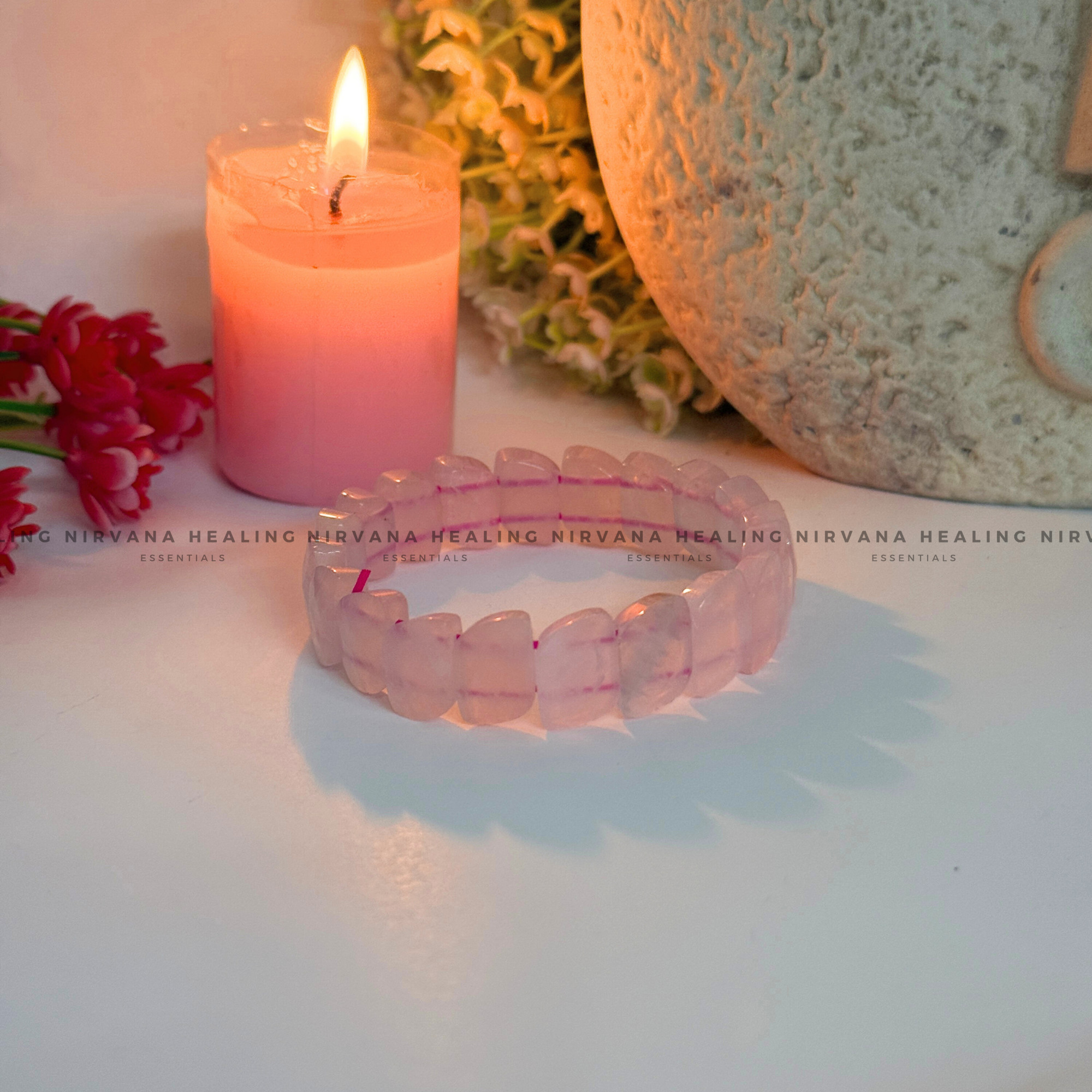 ROSE QUARTZ PYRAMID BRACELET (Love, Romance, Relationship, Emotion And Balance) - Image 2