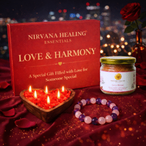 LOVE RITUAL BATH SALT, ROSE QUARTZ + AMETHYST BRACELET AND HEARTFELT GLOW CANDLE GIFT COMBO