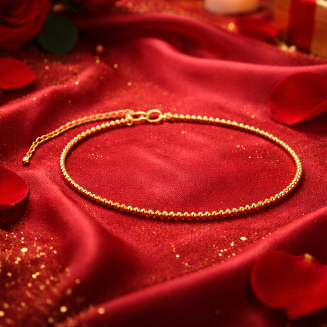 ROSE QUARTZ ROUND BEADED BRACELET, PYRITE ANKLET AND HEARTFELT GLOW CANDLE GIFT COMBO - Image 5